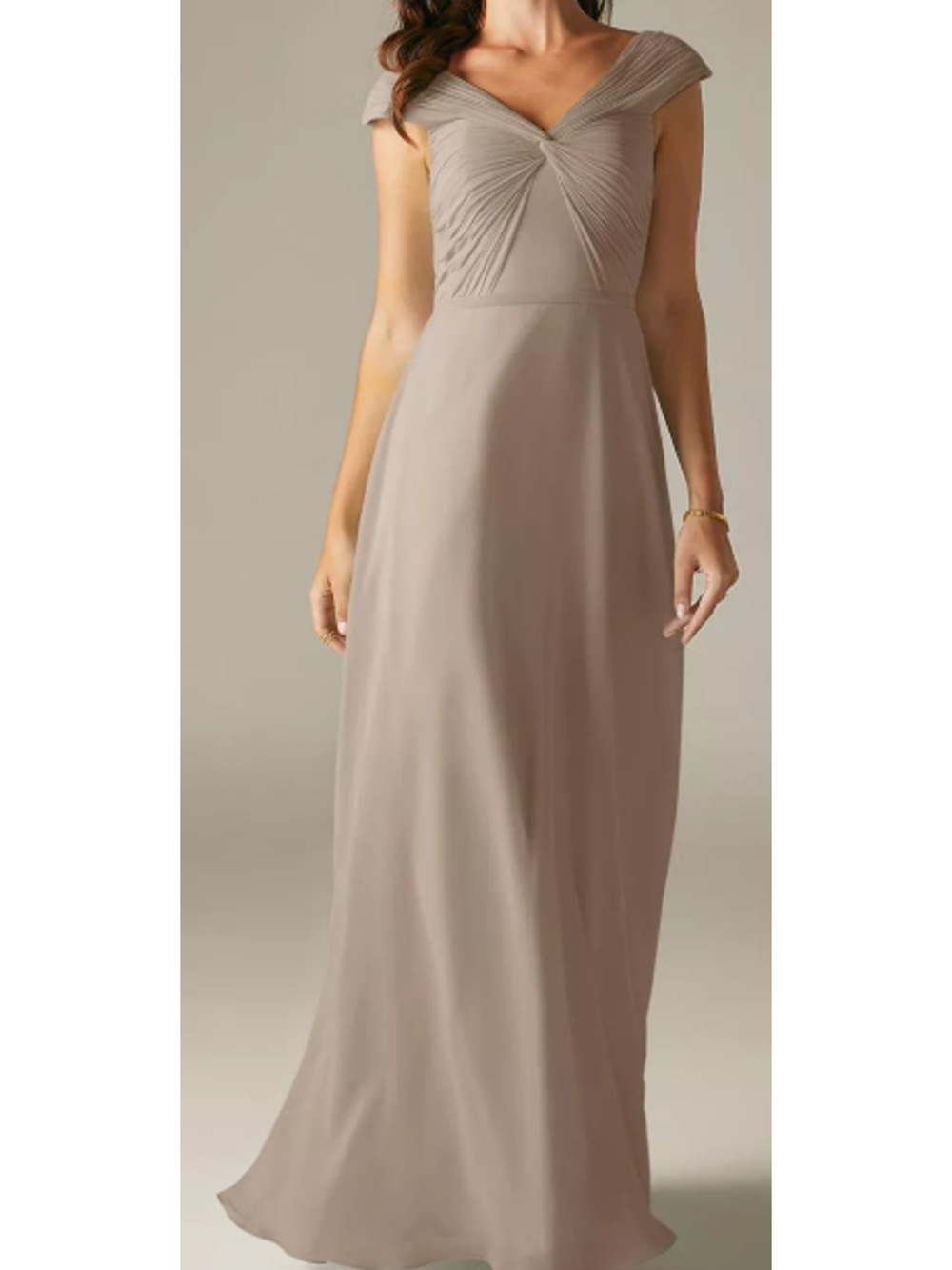 AW BRIDAL 8 M taupe chiffon humidity formal bridesmaid prom maxi dress NEW 0B7